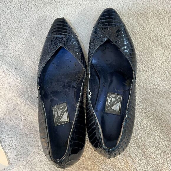 Vtg J Renee Womens Navy Blue Pump Heels 6M Snakeskin Stiletto Pointed Toe 90s - Picture 5 of 14